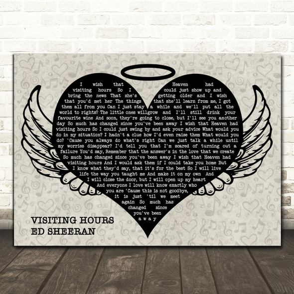 Ed Sheeran Visiting Hours Heart Angel Wings Halo Song Lyric Print