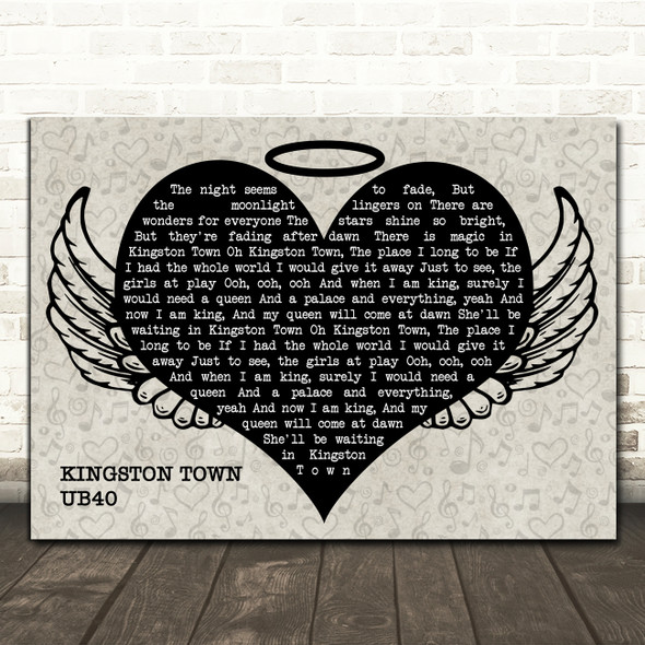 UB40 Kingston Town Heart Angel Wings Halo Song Lyric Print