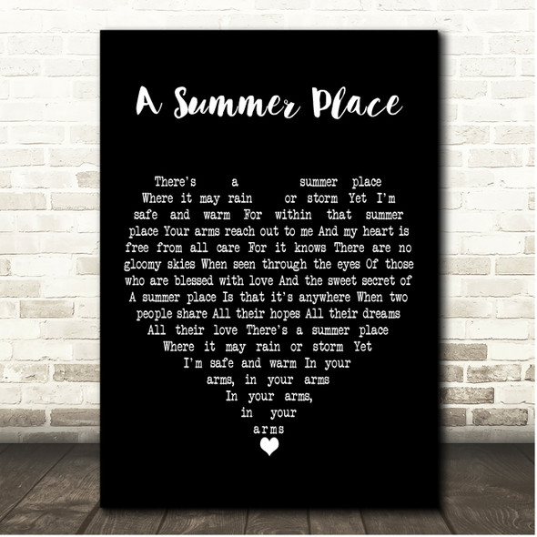 Andy Williams A Summer Place Black Heart Song Lyric Print