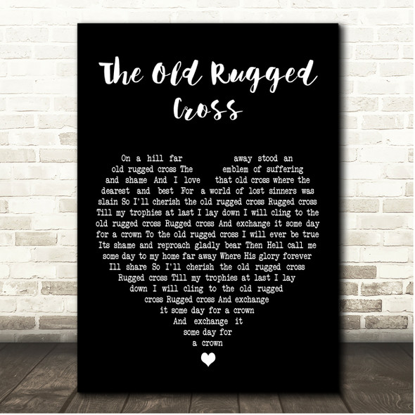 Johnny Cash The Old Rugged Cross Black Heart Song Lyric Print