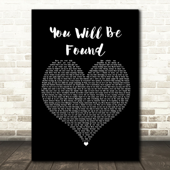 Ben Platt You Will Be Found Black Heart Song Lyric Print