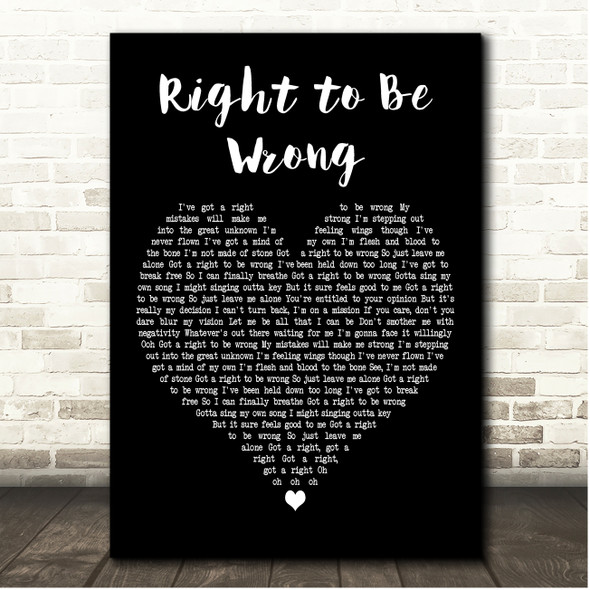 Joss Stone Right to Be Wrong Black Heart Song Lyric Print
