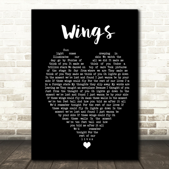 Birdy Wings] Black Heart Song Lyric Print