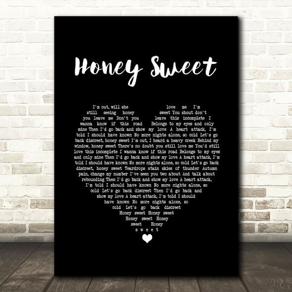 Blossoms Honey Sweet Black Heart Song Lyric Print