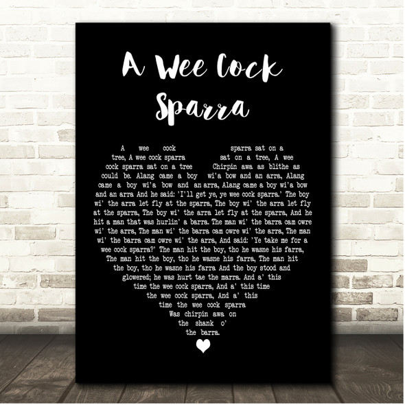 Kenneth McKellar A Wee Cock Sparra Black Heart Song Lyric Print