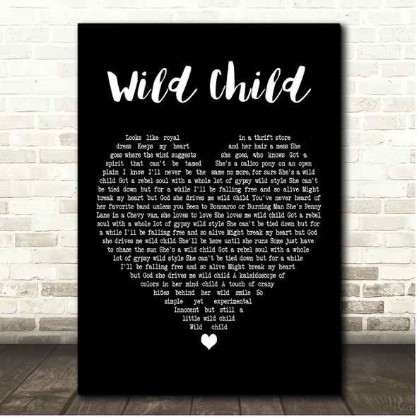 Kenny Chesney Wild Child Black Heart Song Lyric Print
