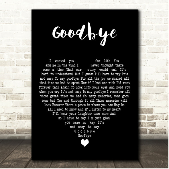 Kenny Rogers Goodbye Black Heart Song Lyric Print