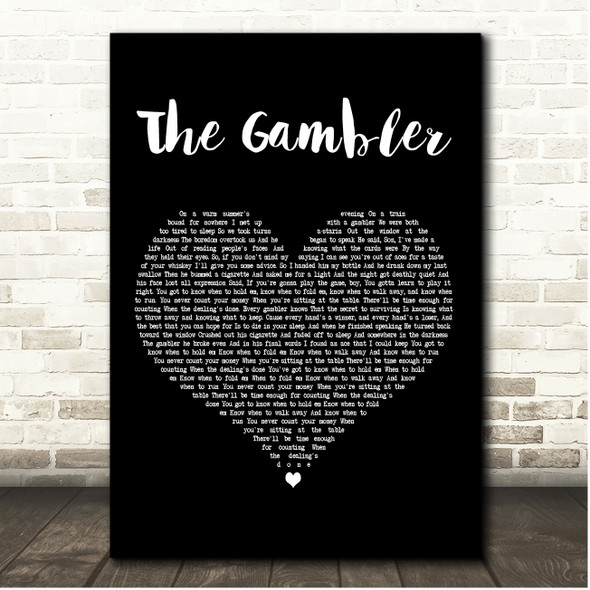 Kenny Rogers The Gambler Black Heart Song Lyric Print