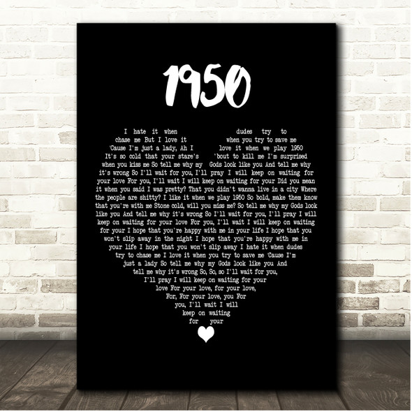 King Princess 1950 Black Heart Song Lyric Print