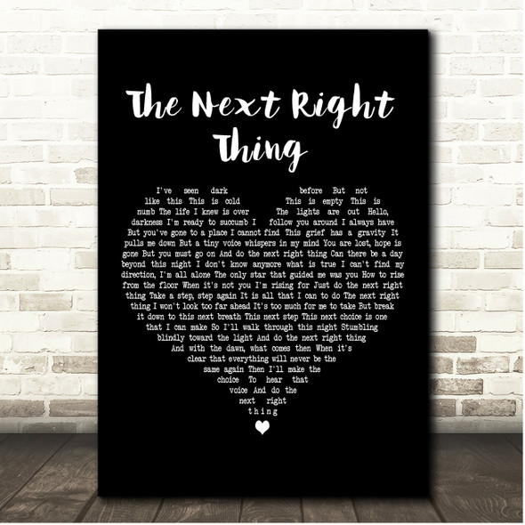 Kristen Bell The Next Right Thing Black Heart Song Lyric Print
