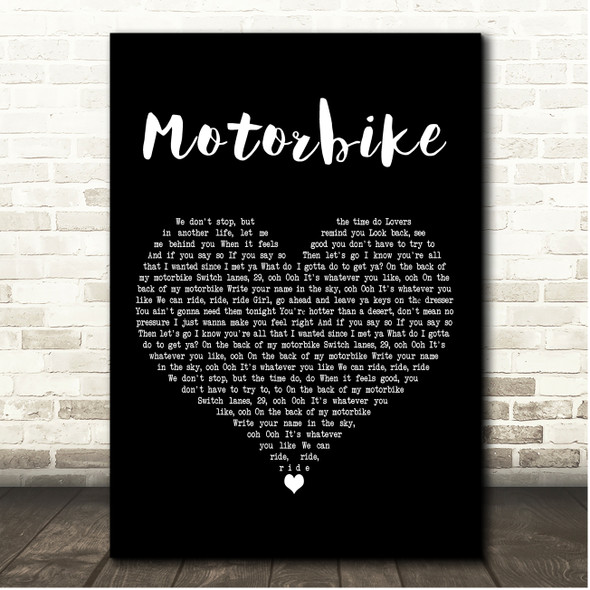 Leon Bridges Motorbike Black Heart Song Lyric Print