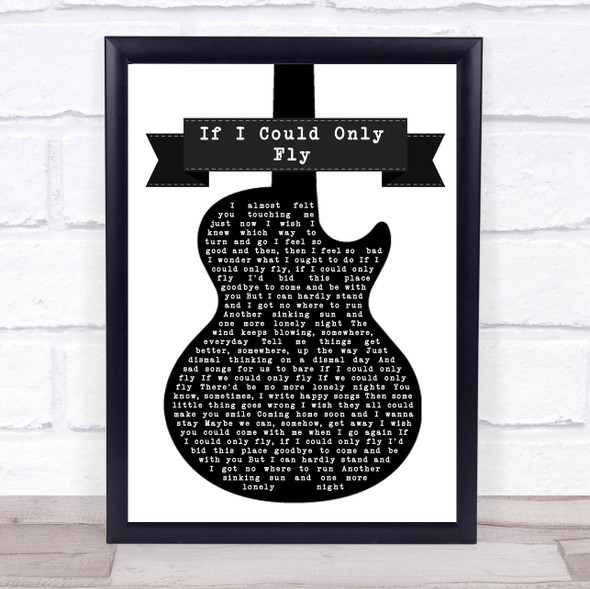 Blaze Foley If I Could Only Fly Black & White Guitar Song Lyric Wall Art Print