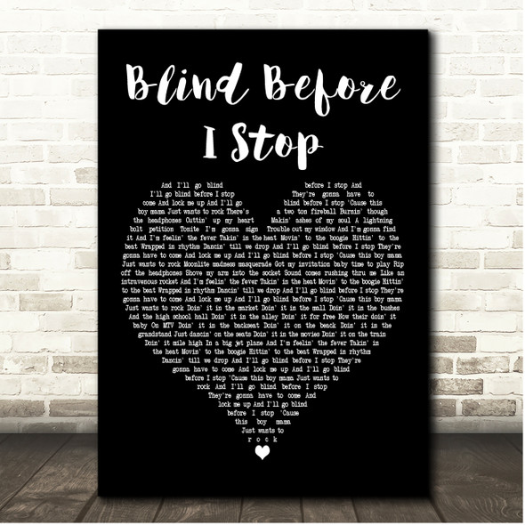 Meat Loaf Blind Before I Stop Black Heart Song Lyric Print