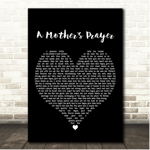 Melissa DuVall A Mothers Prayer Black Heart Song Lyric Print