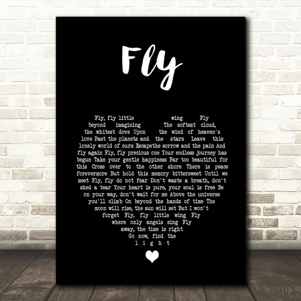 Céline dion Fly Black Heart Song Lyric Print