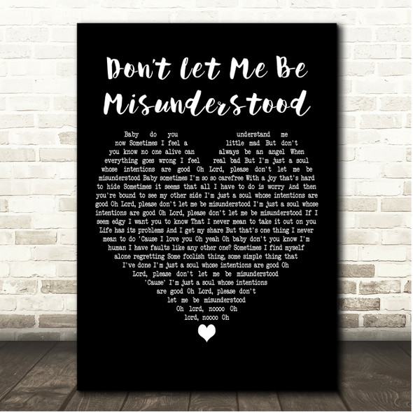 Mick Hucknall Dont Let Me Be Misunderstood Black Heart Song Lyric Print