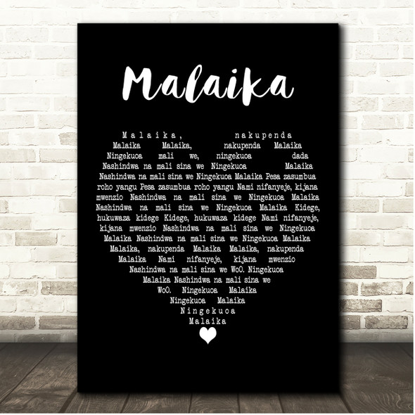 Miriam Makeba Malaika Black Heart Song Lyric Print