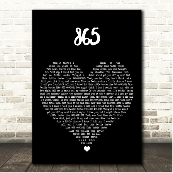 Morgan Wallen 865 Black Heart Song Lyric Print