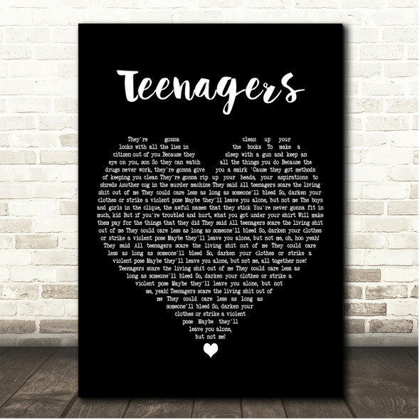 My Chemical Romance Teenagers Black Heart Song Lyric Print