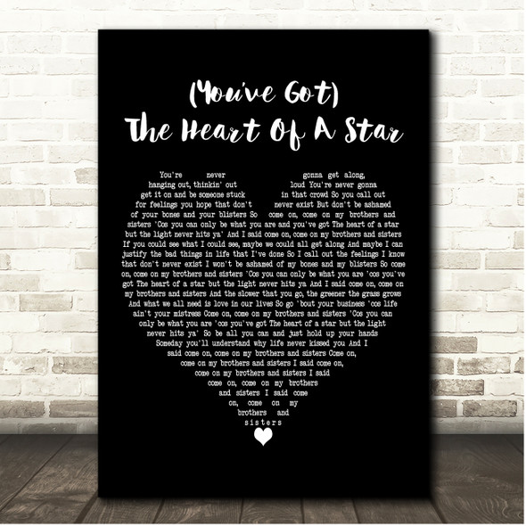 Oasis (Youve Got) The Heart Of A Star Black Heart Song Lyric Print