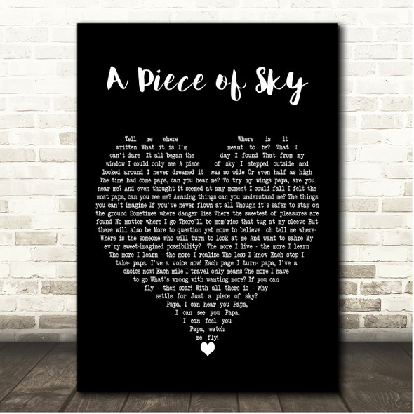 Barbra Streisand A Piece of Sky Black Heart Song Lyric Print