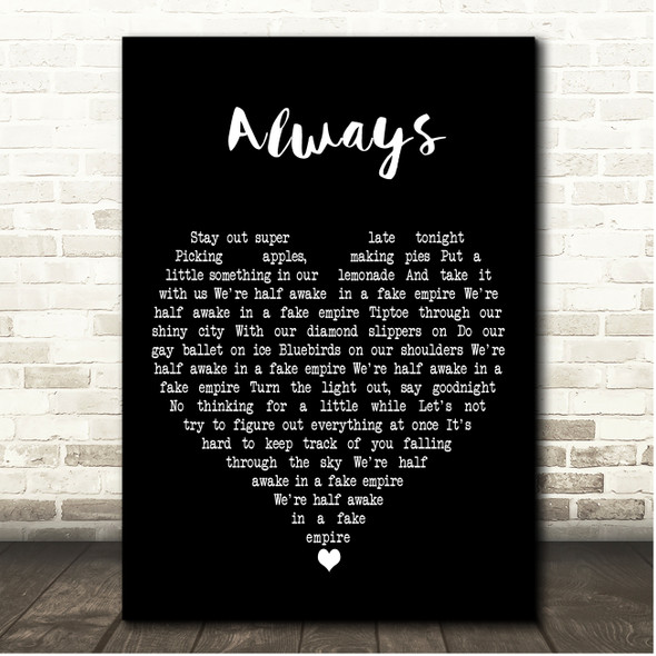 Patsy Cline Always Black Heart Song Lyric Print