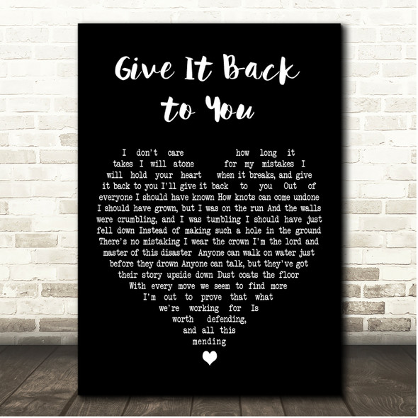 Barenaked Ladies Give It Back to You Black Heart Song Lyric Print