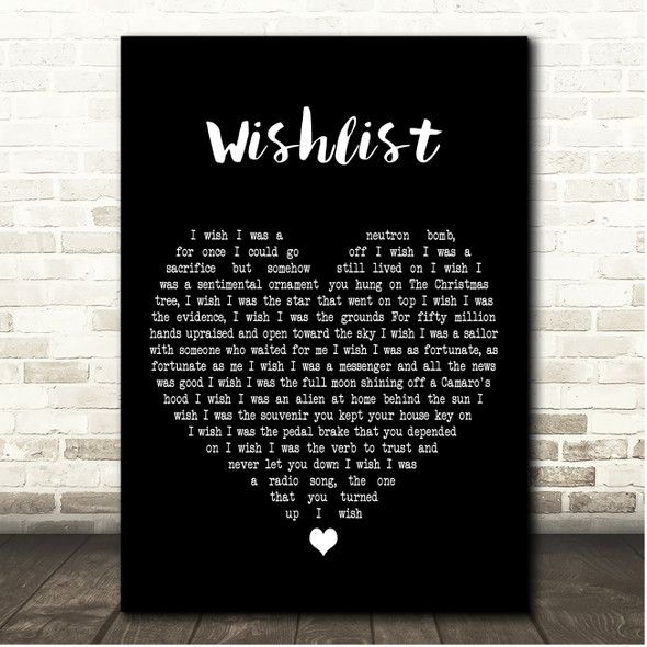 Pearl Jam Wishlist Black Heart Song Lyric Print
