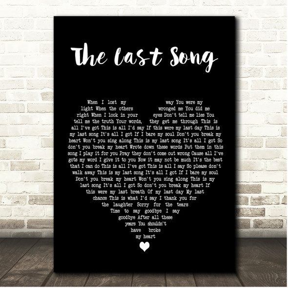 Poison The Last Song Black Heart Song Lyric Print