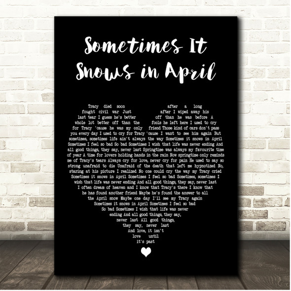 Prince Sometimes It Snows in April Black Heart Song Lyric Print
