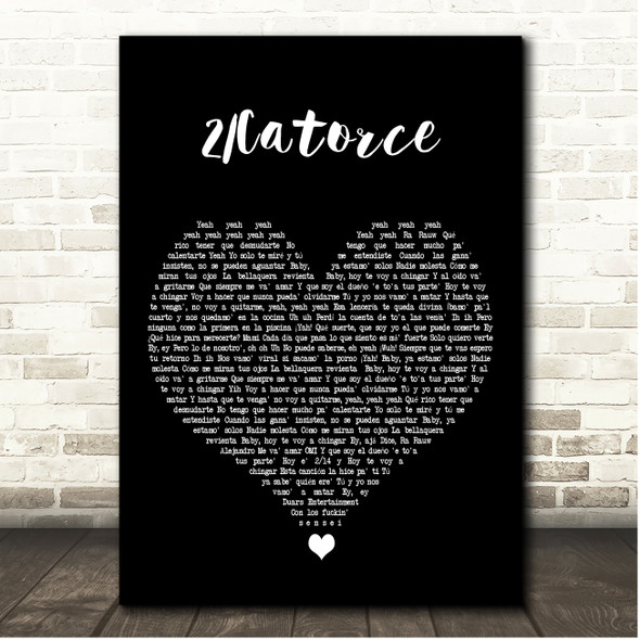 Rauw Alejandro & Mr. Naisgai 2 Catorce Black Heart Song Lyric Print
