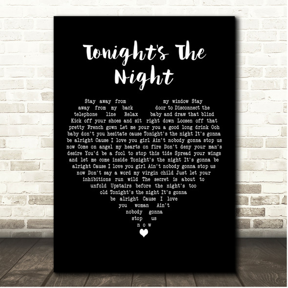 Rod Stewart Tonight's The Night Black Heart Song Lyric Print