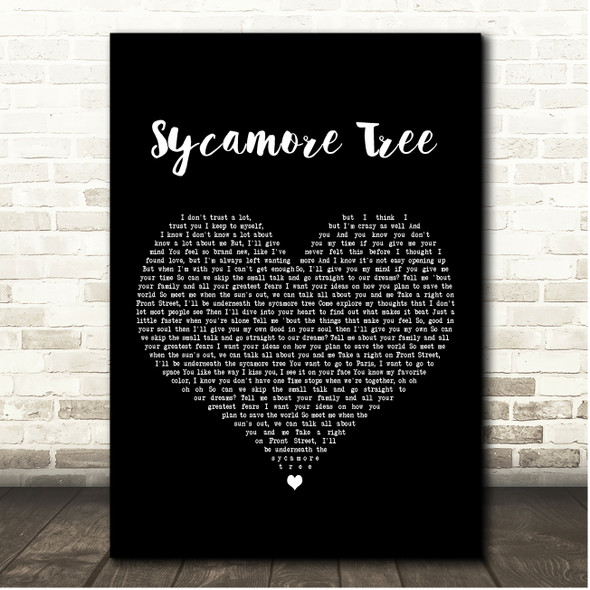 Ruth B Sycamore Tree Black Heart Song Lyric Print