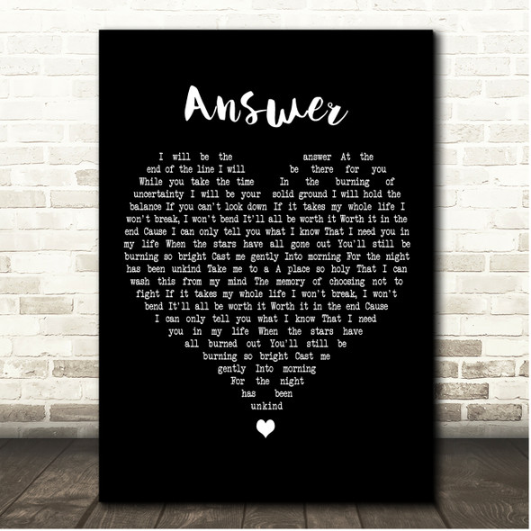 Sarah McLachlan Answer Black Heart Song Lyric Print