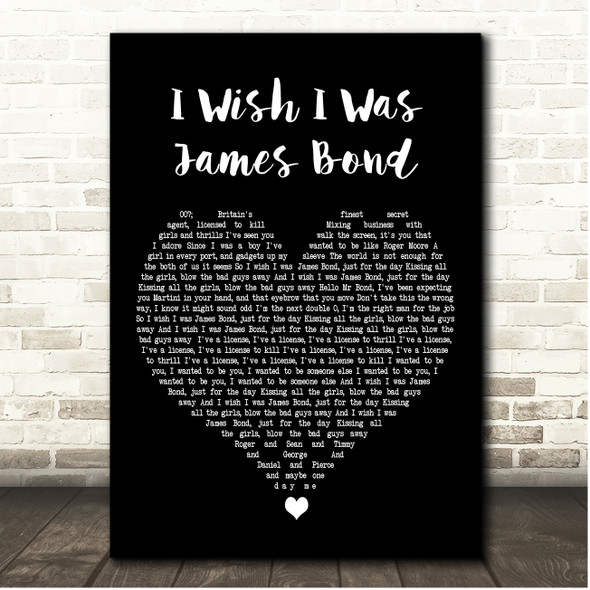 Scouting For Girls I Wish I Was James Bond Black Heart Song Lyric Print