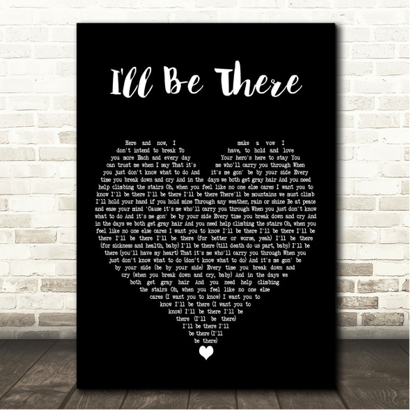 Second Chance I'll Be There Black Heart Song Lyric Print