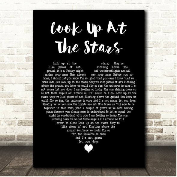 Shawn Mendes Look Up At The Stars Black Heart Song Lyric Print