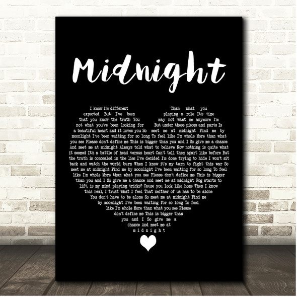 Beth Crowley Midnight Black Heart Song Lyric Print