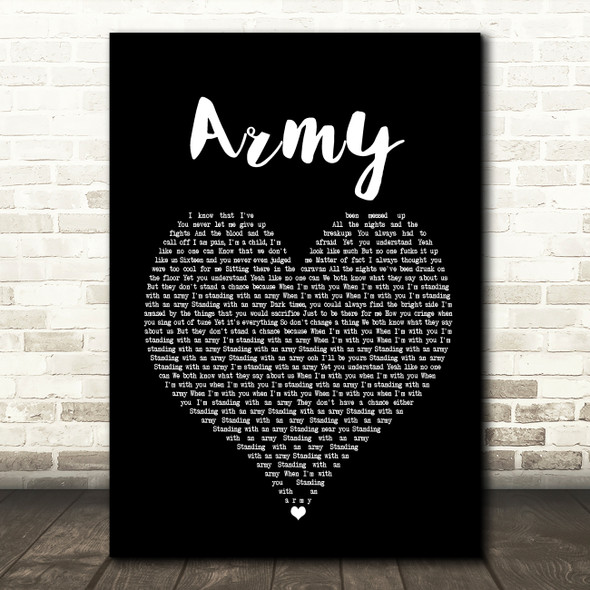 Ellie Goulding Army Black Heart Song Lyric Print