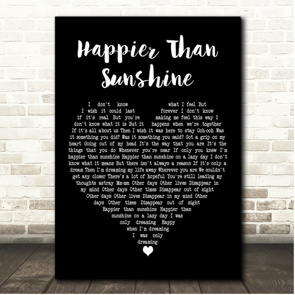 Swing Out Sister Happier Than Sunshine Black Heart Song Lyric Print