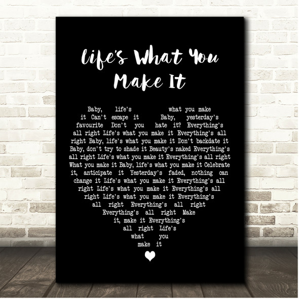 Talk Talk Lifes What You Make It Black Heart Song Lyric Print