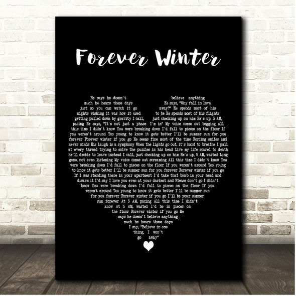 Taylor Swift Forever Winter Black Heart Song Lyric Print