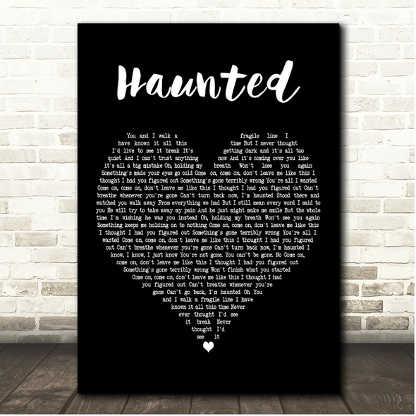 Taylor Swift Haunted Black Heart Song Lyric Print
