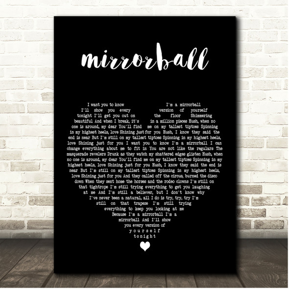 Taylor Swift mirrorball Black Heart Song Lyric Print