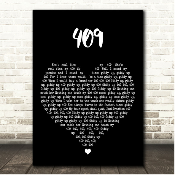 The Beach Boys 409 Black Heart Song Lyric Print