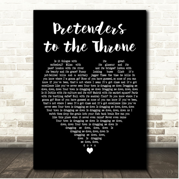 The Beautiful South Pretenders to the Throne Black Heart Song Lyric Print