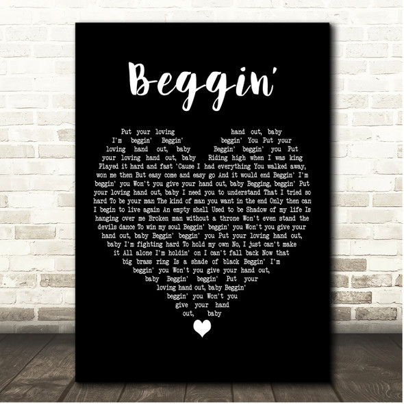 The Four Seasons Beggin Black Heart Song Lyric Print