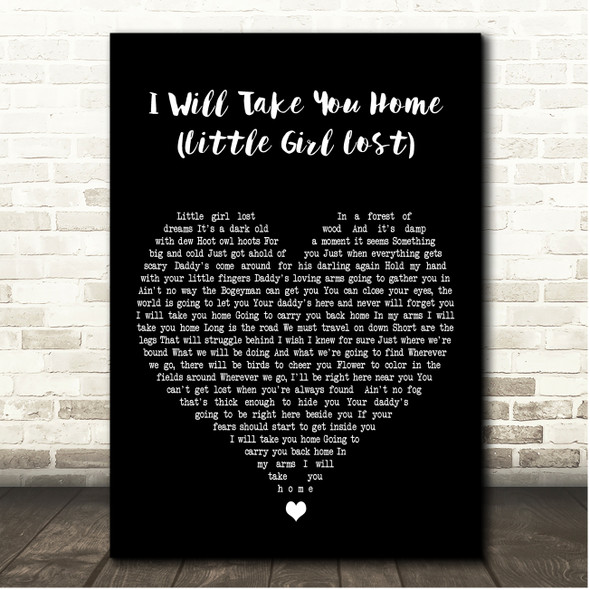 The Grateful Dead I Will Take You Home (Little Girl Lost) Black Heart Song Lyric Print
