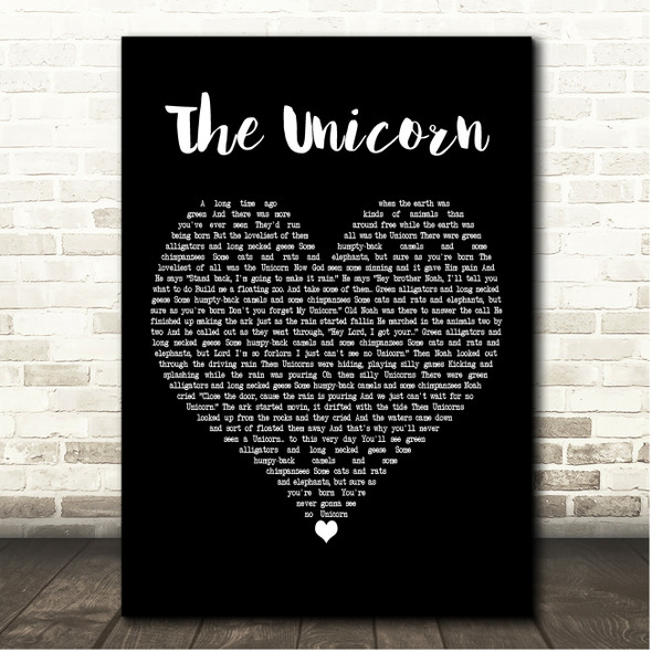 The Irish Rovers The Unicorn Black Heart Song Lyric Print