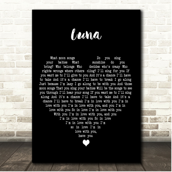 The Smashing Pumpkins Luna Black Heart Song Lyric Print